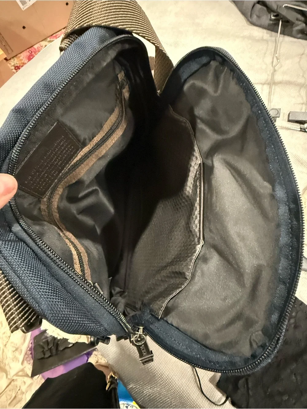 Tumi Navy and Brown Messenger Crossbody Bag